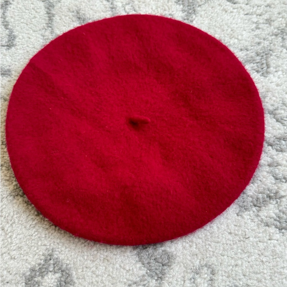 Unisex Adult Free Size Red Color Wool Blend French Artist Beret Cap - Picture 2 of 5